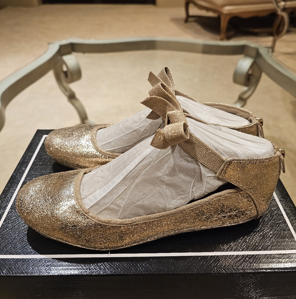 Elegant Gold Girls Ballet Flats
